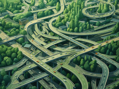 Complex traffic interchange as a metaphor for business processes and process optimization